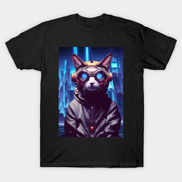 Cool Japanese Techno Cat In Japan Neon City T-Shirt by star trek fanart and more